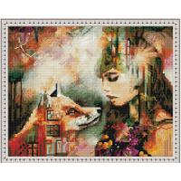 Девушка с лисицей (алмазная мозайка, круглые стразы, размер: 40x50, холст на подрамнике)