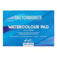 Альбом-склейка для акварели Sketchmarker 12,5х18 см 300г/кв.м 10л 100% хлопок среднезернистая