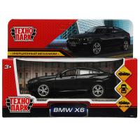 Машина металл BMW X6 длина 12 см, двери, багаж, инер, черный, кор. Технопарк в кор.2*36шт