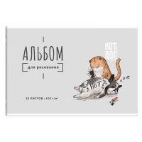 Альбом для рисования 40 л, арт.  КОТ И СОБАКА /А4 блок - белый офсет 100 г/м?, обложка - полноцветна